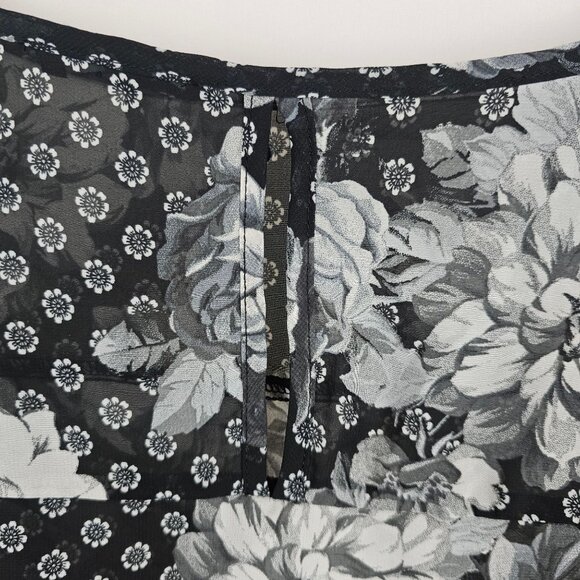 Sheer Floral Layered Look Business Casual Modern Chic Flowy Elegant Top Women XL - Picture 13 of 13